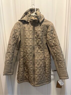 Weatherproof Quilted Hooded Puffer Coat in Taupe